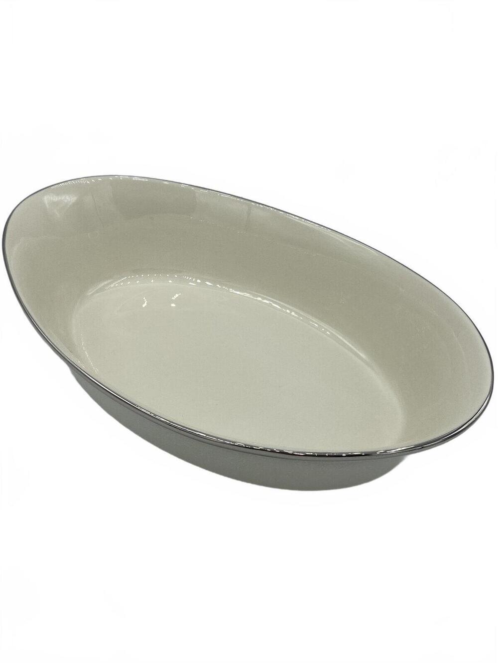 Vintage Lenox Moonstone Platinum Porcelain Oval Serving Bowl 10”
